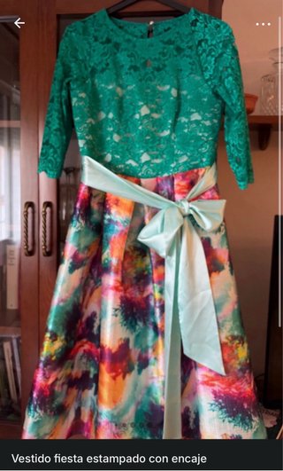 Vestido fiesta Moncho Heredia estampado y encaje