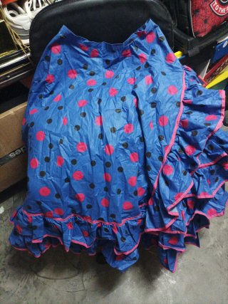 Falda Flamenco Mujer Lunares Azul y Rosa
