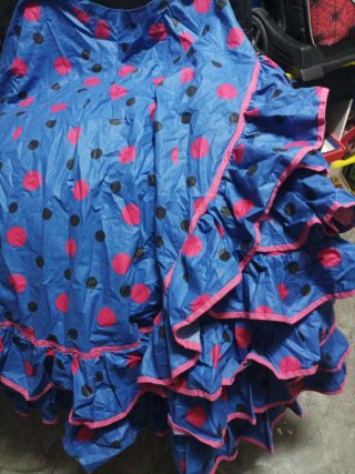 Falda Flamenco Mujer Lunares Azul y Rosa