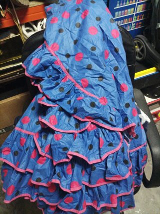 Falda Flamenco Mujer Lunares Azul y Rosa