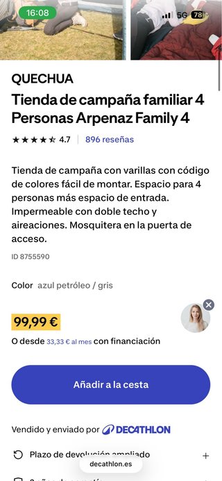 Tienda de campaña familiar Quechua 4