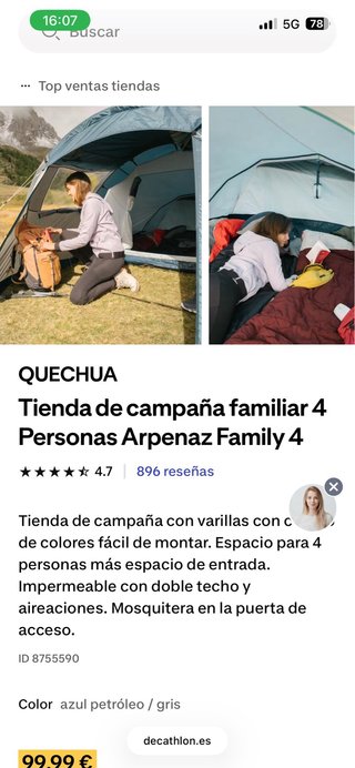 Tienda de campaña familiar Quechua 4