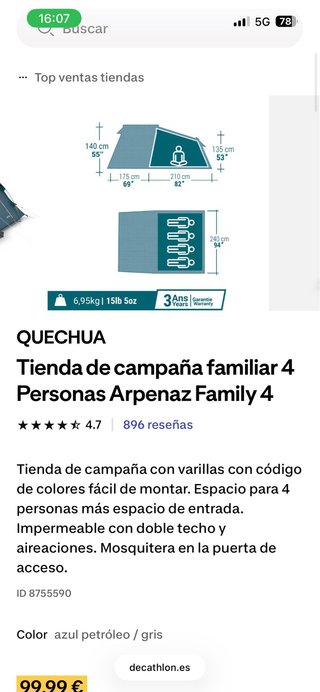 Tienda de campaña familiar Quechua 4