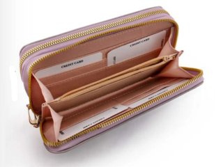 Cartera Malva con cremallera dorada
