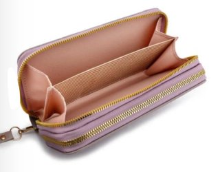Cartera Malva con cremallera dorada