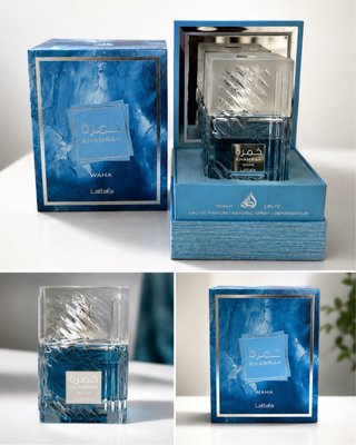 Khamrah Waha Perfume Azul y Dorado