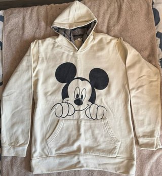 Sudadera beige con estampado de Mickey Mouse