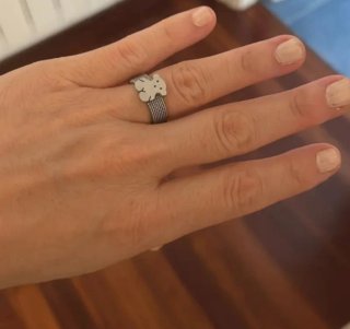 Anillo modelo Tous de malla y oso plateado