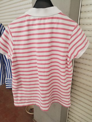 Polo Easy Wear rayas rosa y blanco Talla S