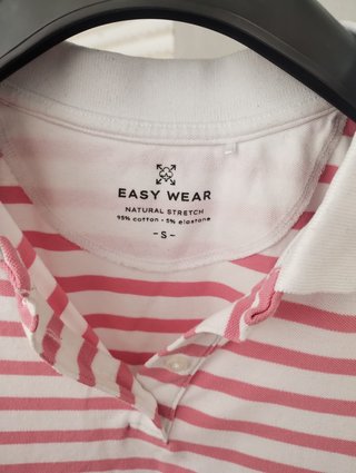 Polo Easy Wear rayas rosa y blanco Talla S