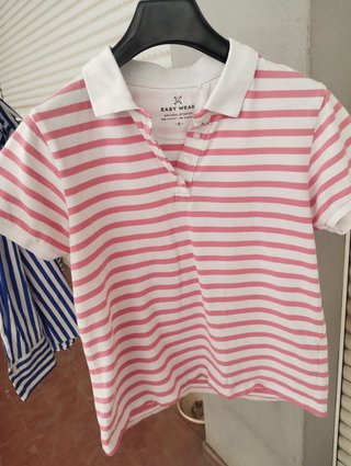 Polo Easy Wear rayas rosa y blanco Talla S