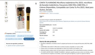 Micrófono Karaoke Canta Tu Pro 2023 Dorado