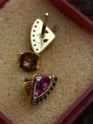 Pendientes Oro Rubí y Esmeraldas