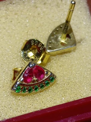 Pendientes Oro Rubí y Esmeraldas