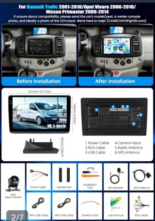 Pantalla Android 10" Trafic, Vivaro,  Primastar