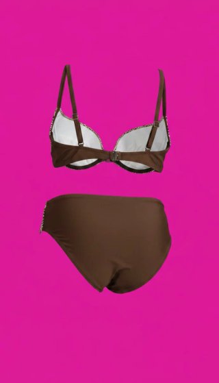 Costume bikini donna Nuovo marrone maculato TG 4/5