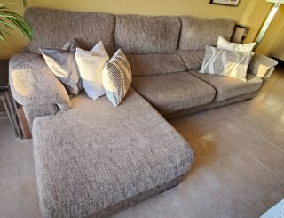 Sofá Chaislongue beige y gris