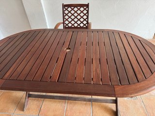 Mesa y 6 Sillas Terraza Madera Teka