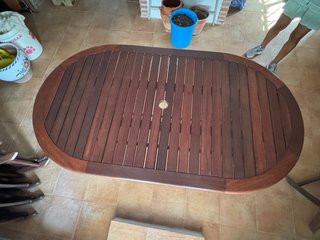 Mesa y 6 Sillas Terraza Madera Teka
