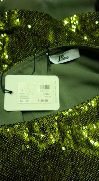 Minigonna paillettes oro e verde