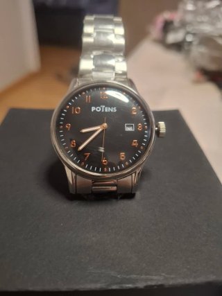 Reloj POTENS Hombre Negro y Plateado