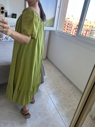Vestido largo de lino mezcla Pink & Piña Talla úni