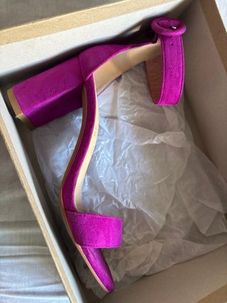 Sandalias Fucsia Tacón Ancho