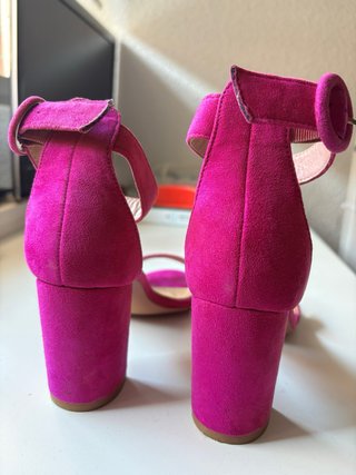 Sandalias Fucsia Tacón Ancho