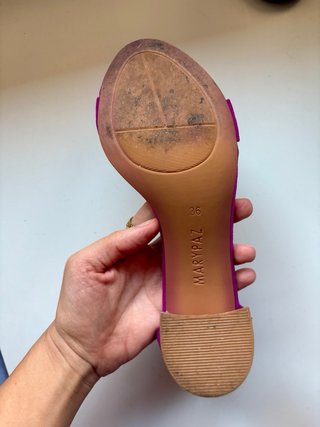 Sandalias Fucsia Tacón Ancho