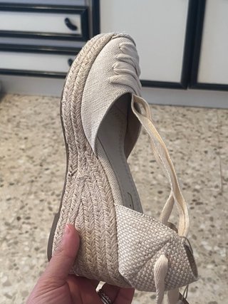 Cuñas esparto marfil con cordones