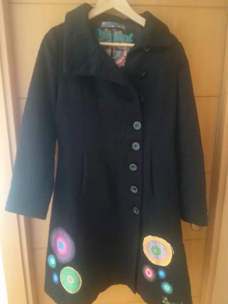 Abrigo Desigual Negro Multicolor