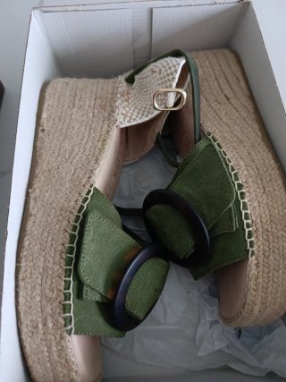 Sandalias Macarena Mujer Verde oliva y beige