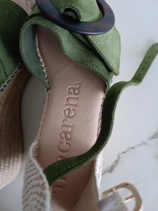 Sandalias Macarena Mujer Verde oliva y beige