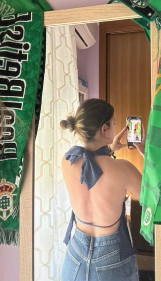 Top Zara Azul Halter Asimétrico