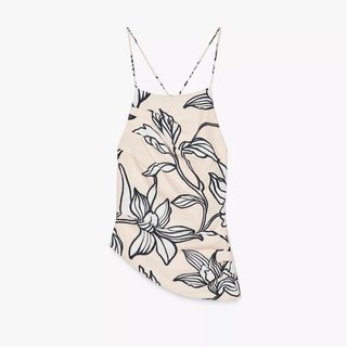 Top Zara floral beige y negro
