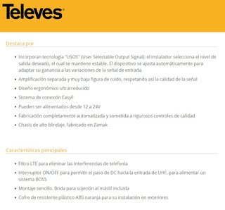 Amplificador TDT Televes