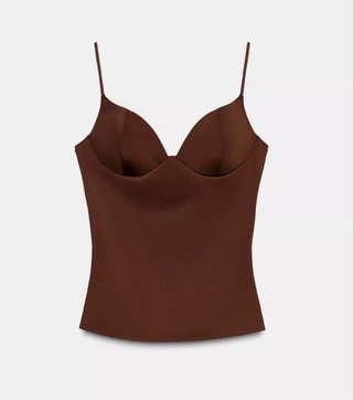 Top marrón Zara con tirantes