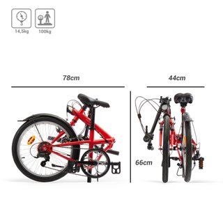 Bicicleta plegable 20 pulgadas 6V Tilt 120 rojo