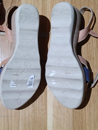 Sandalias Dorking cuña beige y azul.talla 37.Nueva