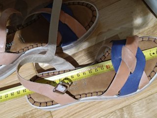 Sandalias Dorking cuña beige y azul.talla 37.Nueva