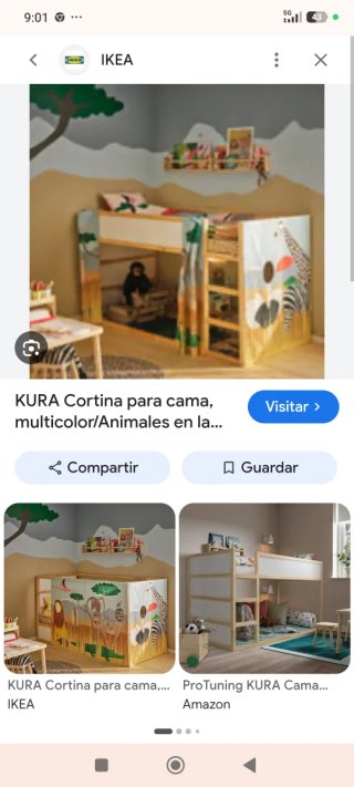 Cama Kura Ikea + colchones nuevos+ cortina tunel