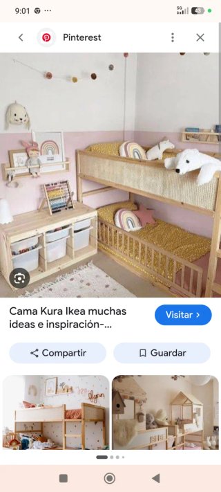 Cama Kura Ikea + colchones nuevos+ cortina tunel