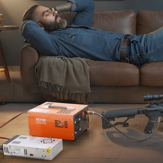 Compresor de Aire PCP, Compresor Portátil de Aire PCP 4500PSI/30Mpa con Convertidor Externo, DC12V, AC230V | Libre de Aceite y Agua | Compresor de Rifle de Aire de Parada Manual, Paintball y Tanqu...