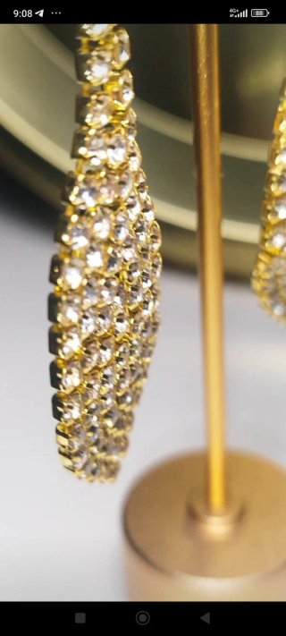 Orecchini Intrend acciaio dorato strass 7,5 cm