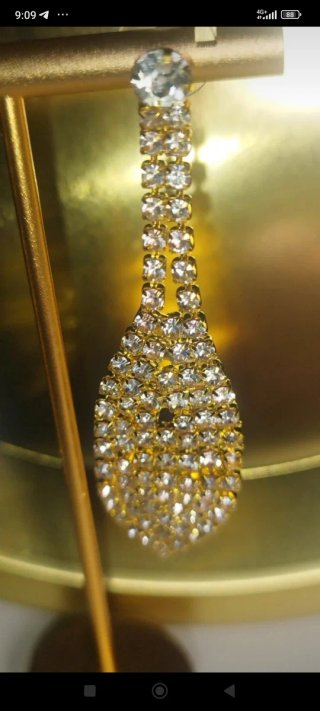Orecchini Intrend acciaio dorato strass 7,5 cm