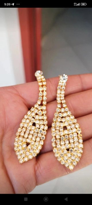 Orecchini Intrend acciaio dorato strass 7,5 cm