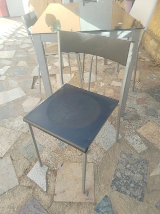 Mesa y 4 Sillas Exterior Cristal