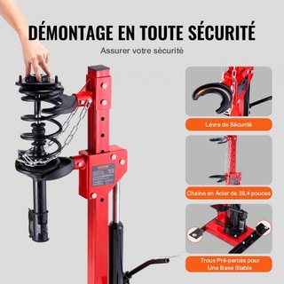Compresor de Resortes de Estribo, Capacidad de Gato Hidráulico de 4.5 Toneladas/4499.6 kg, Fuerza de Compresión Calificada de 1 Tonelada, Herramienta Automática de Compresor de Resortes de Estribo...