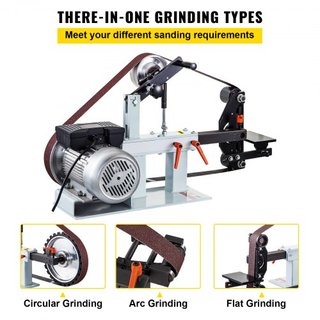 2Hp Banda de Lijado de Velocidad Constante 2 X 82 pulgadas Lijadora de Disco con 3 Ruedas de Lijado 110V Lijadora de Banco Rueda de 12 pulgadas y Soporte de Placa Plana para Fabricación de Cuchillos