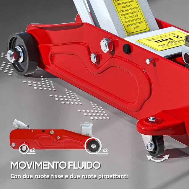 Gato Hidráulico com Elevação 12-30 Cm e Capacidade 2 Toneladas, Gato para Carro de Aço Reforçado, Vermelho